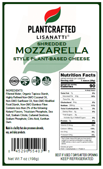 NEW!  Plantcrafted Shredded Mozzarella Style